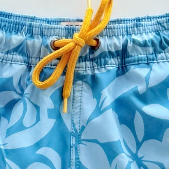 J Crew Swim Shorts “Flex Swimwear” Blue Floral Hibiscus Elastic Mens Small S - Picture 5 of 8